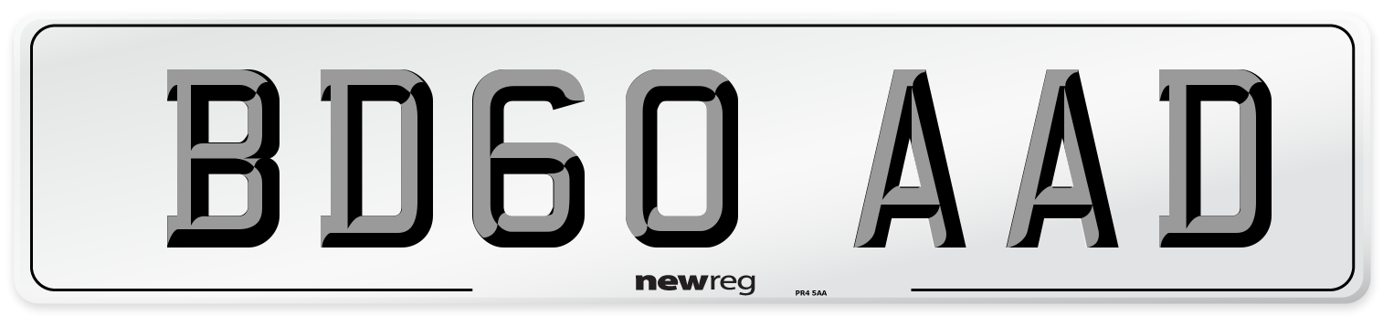 BD60 AAD Number Plate from New Reg